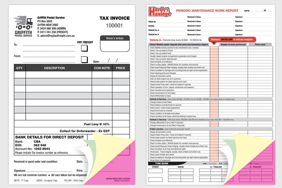 Invoice Printing Australia - Affordable Custom Invoice Print Service - FREE Delivery Australia Wide