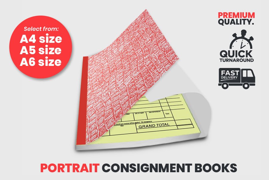 Consignment Book Printing - Portrait NCR Carbonless Stitched Pages - Australia Wide Delivery