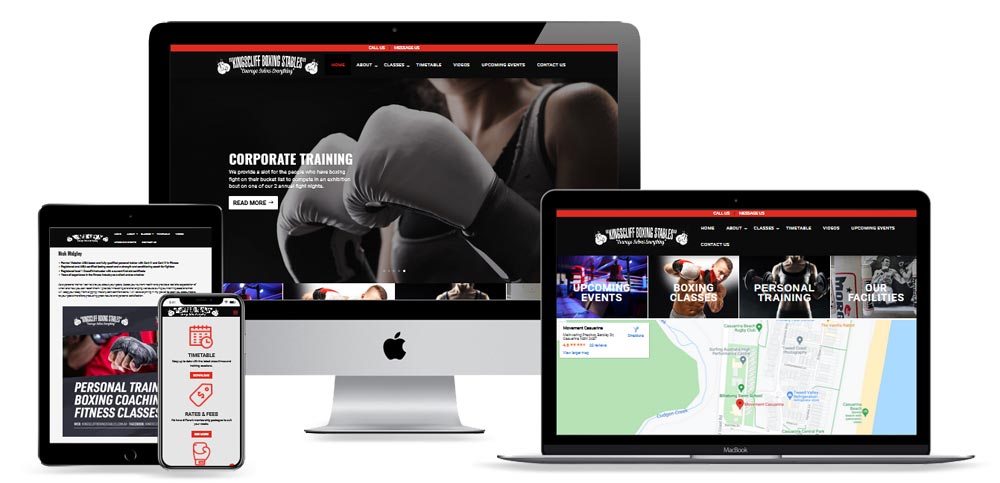 Web design portfolio Kingscliff Boxing Stables Casuarina  | VERTEX MEDIA website design and hosting thumbnail