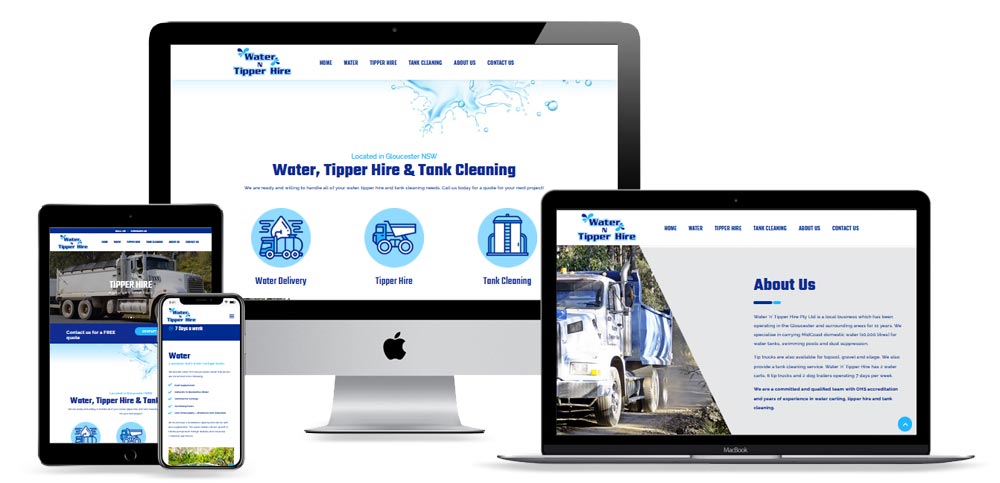 Web design portfolio Water N Tipper Hire Cloucester NSW | VERTEX MEDIA website design and hosting thumbnail