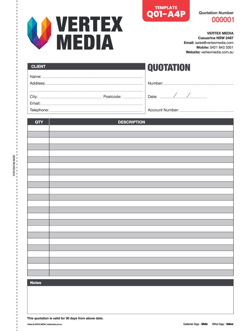 Q01-A4P Template | Quotation Book Custom Design by VERTEX MEDIA