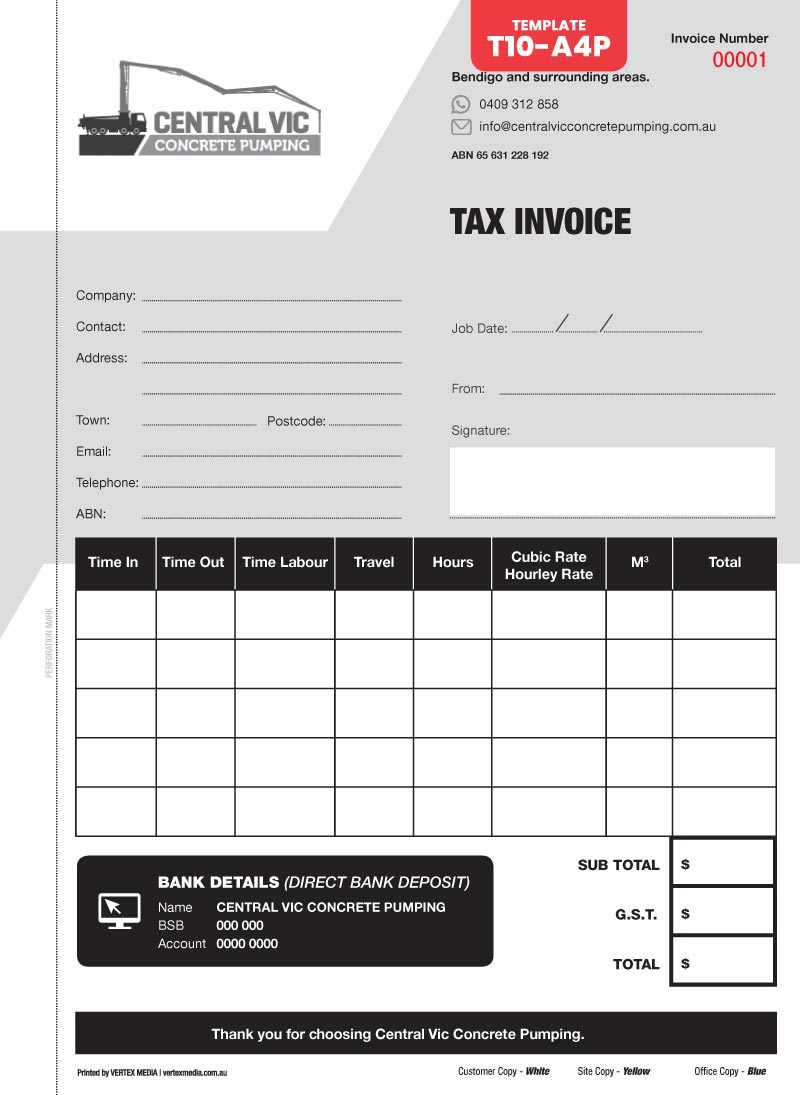 T10-A4P Template Tax Invoice book Custom Design by VERTEX MEDIA
