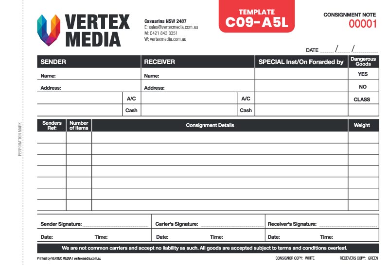 C09-A5L Template | Consignment Book Design by VERTEX MEDIA