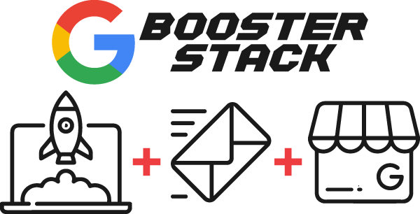 Google Business Profile Plus listing setup service dark icon. Booster Stack Website, Hosting and Email Account.
