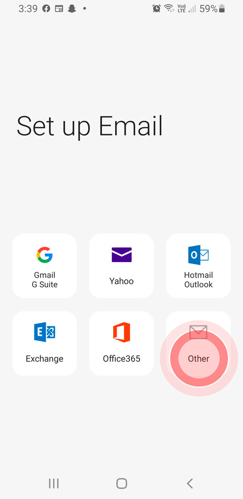 Step 6 Setting up email account Samsung Smart Phone IMAP