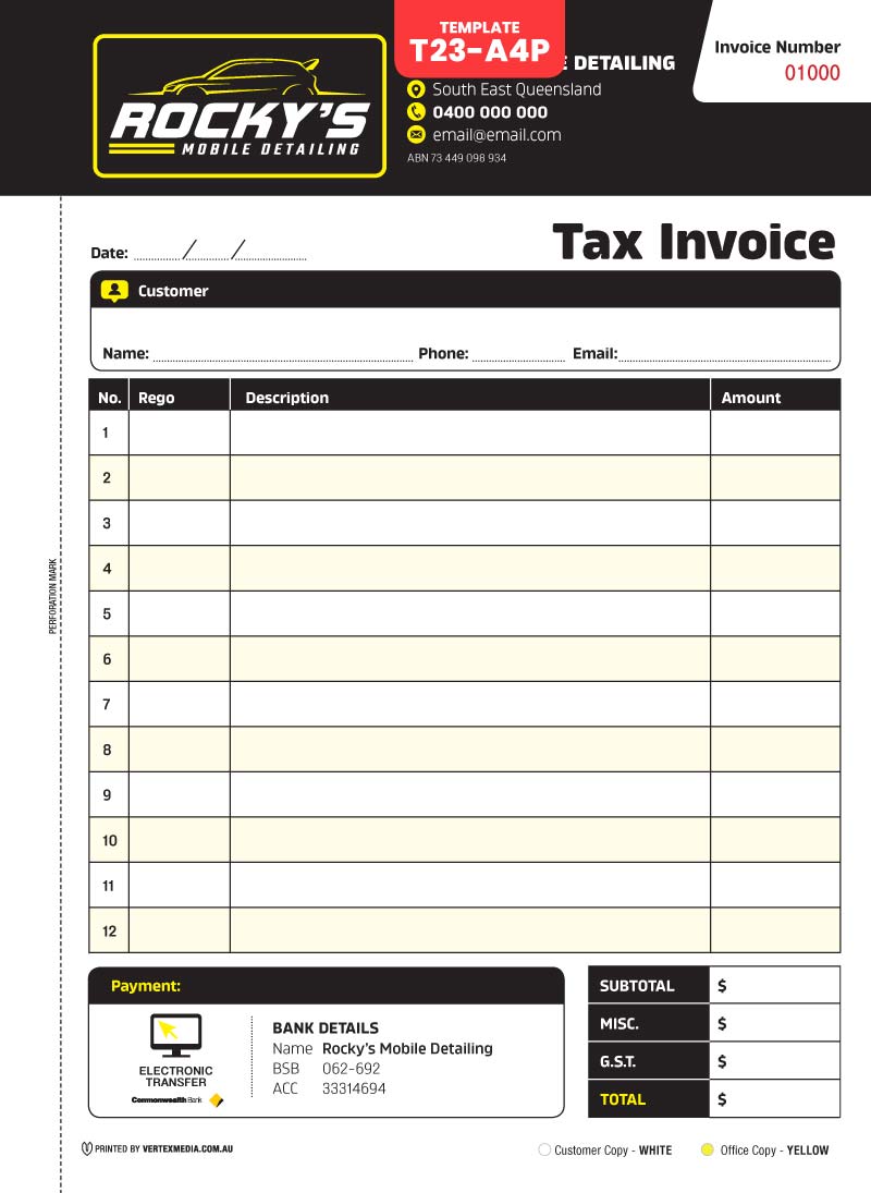 T23-A4P Template | Tax Invoice Book – Portrait